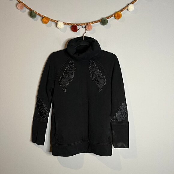 Lululemon Black Floral Embroidered To You Long Sweatshirt - Picture 2 of 5